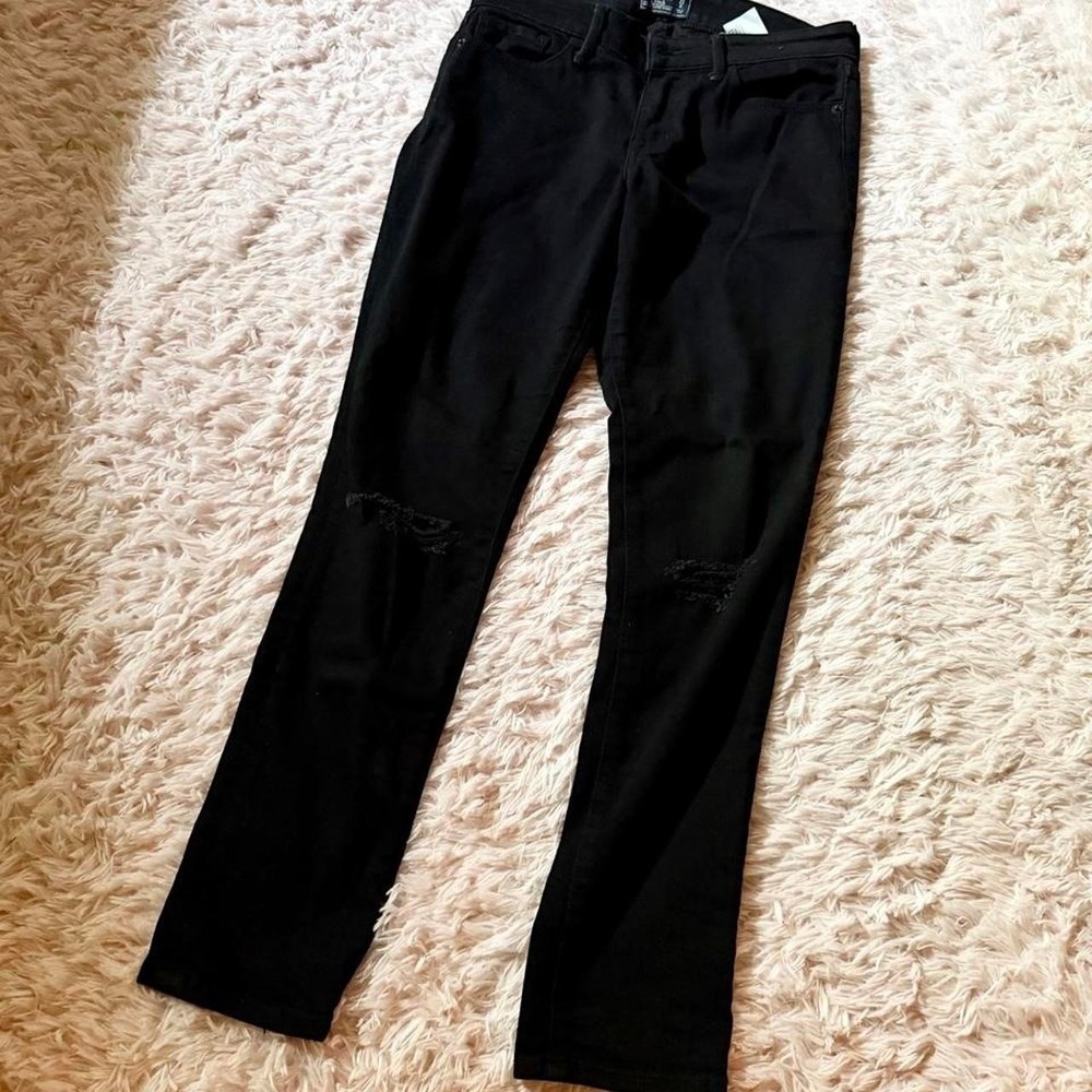 Abercrombie and Fitch Distressed Black Grunge Emo Stretch Jeggings Womens 0 Dark